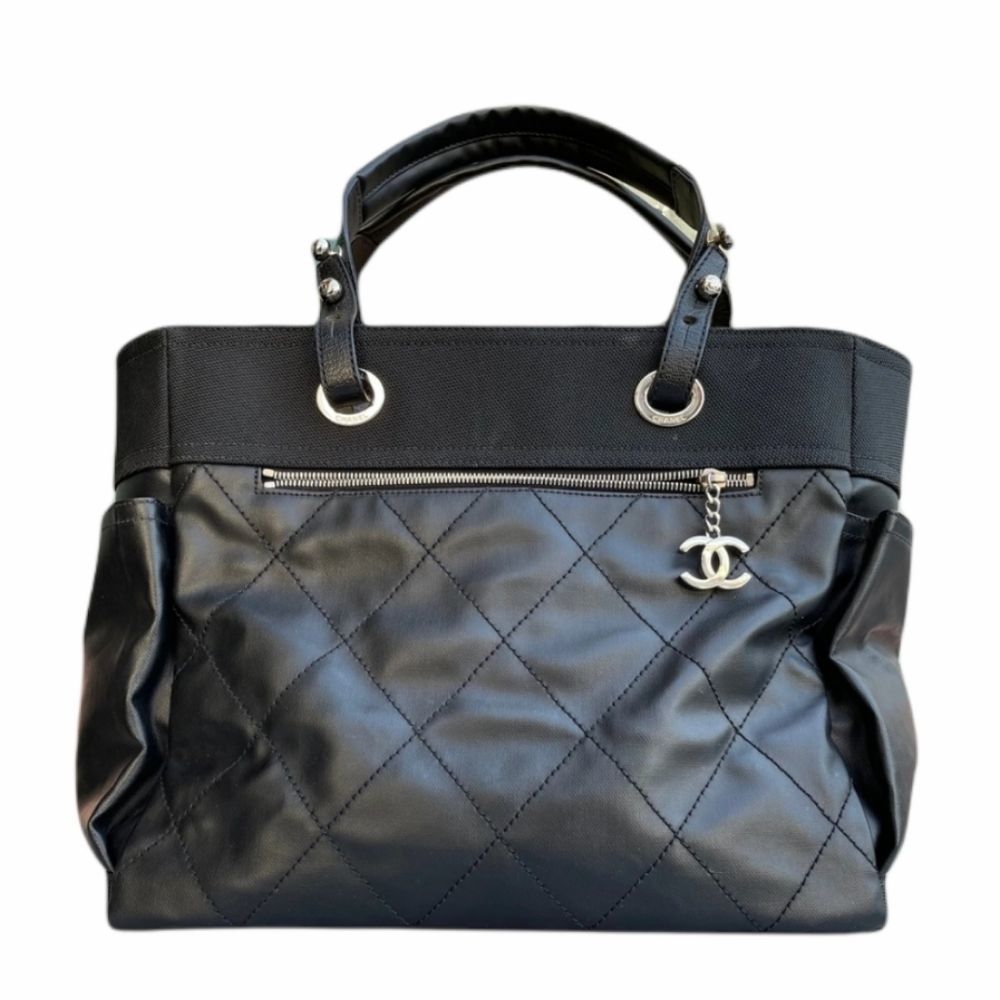 CHANEL Black Quilted Leather Tote